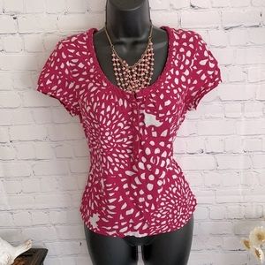 Boden Pretty Pink white Top Shirt size 2